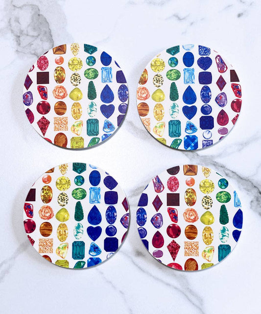 Rainbow Gemstone Coaster Set